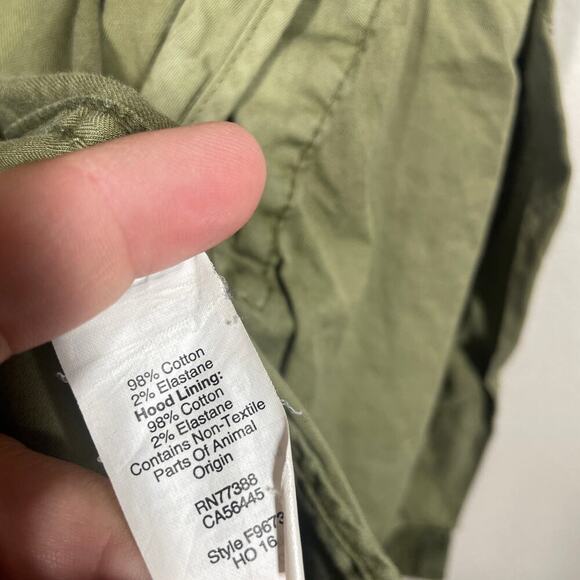Madewell Small Fishtail Anorak Hooded Jacket Army Green Cotton Blend Pockets - Picture 10 of 11